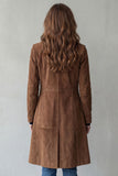 Manteau long femme finition suédine vintage