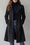 Manteau long femme finition suédine vintage - Noir