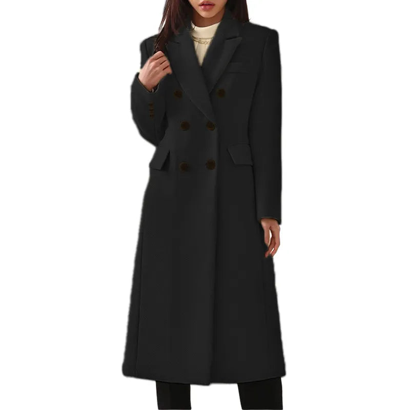Manteau Long Femme Croisé à Revers