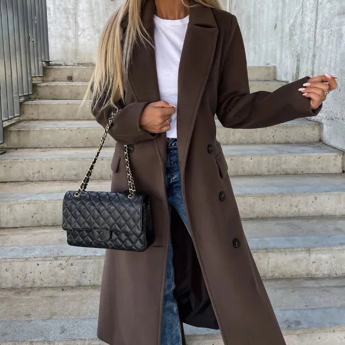 Rose - Manteau Laine Ceinturé Long