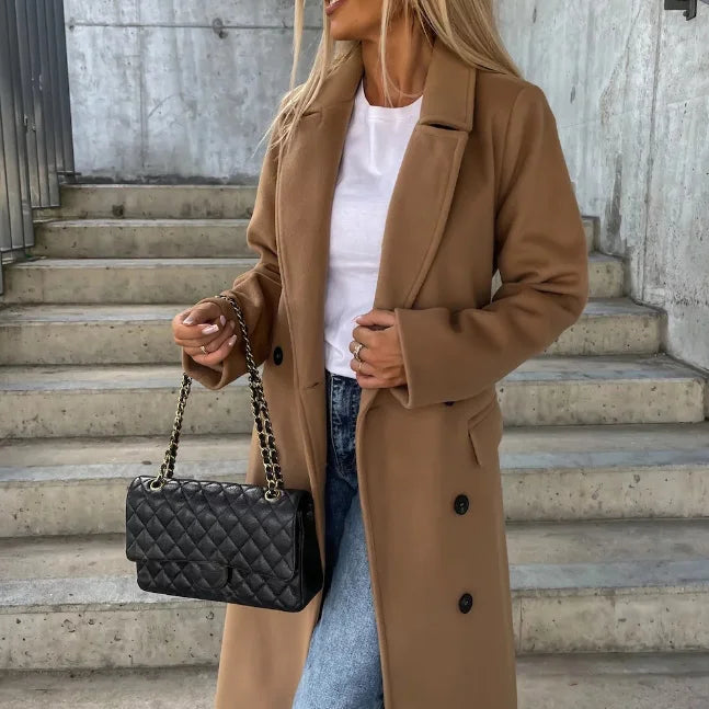 Rose - Manteau Laine Ceinturé Long