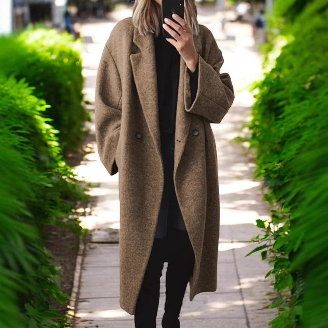 Manteau Long Oversize Croisé Femme - Chestnut Brown