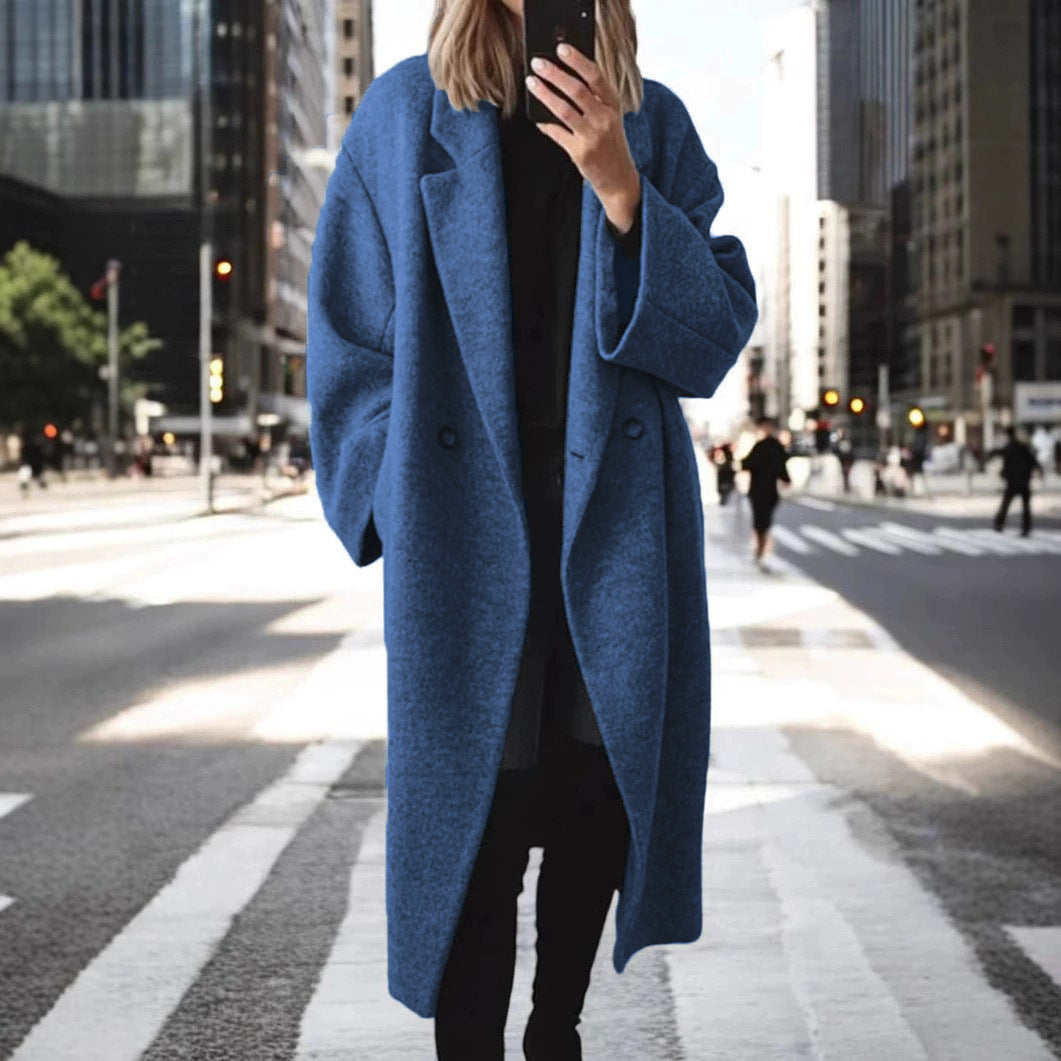 Manteau Long Oversize Croisé Femme - Sarcelle