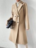 Manteau oversize col cranté double boutonnage femme
