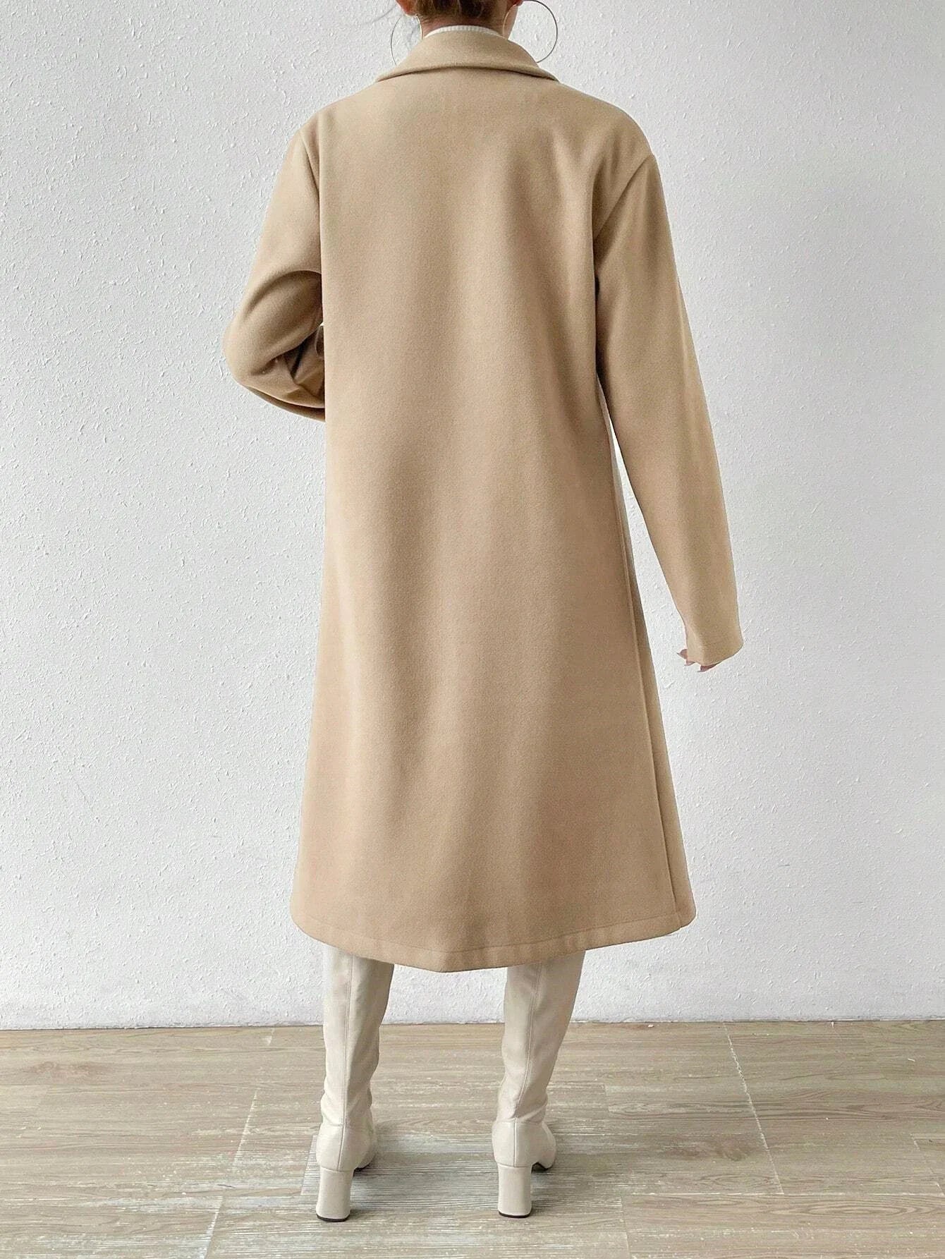 Manteau oversize col cranté double boutonnage femme