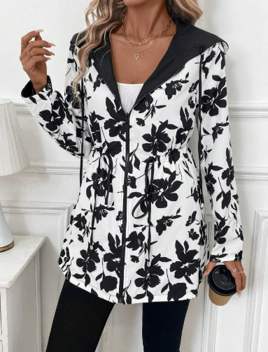 Manteau réversible femme imprimé léopard - Blanc