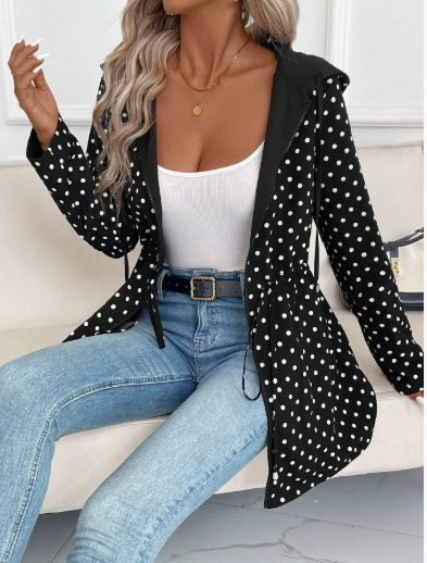 Manteau réversible femme imprimé léopard - Black Polka