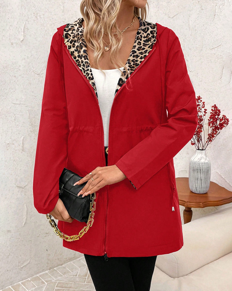 Manteau réversible femme imprimé léopard