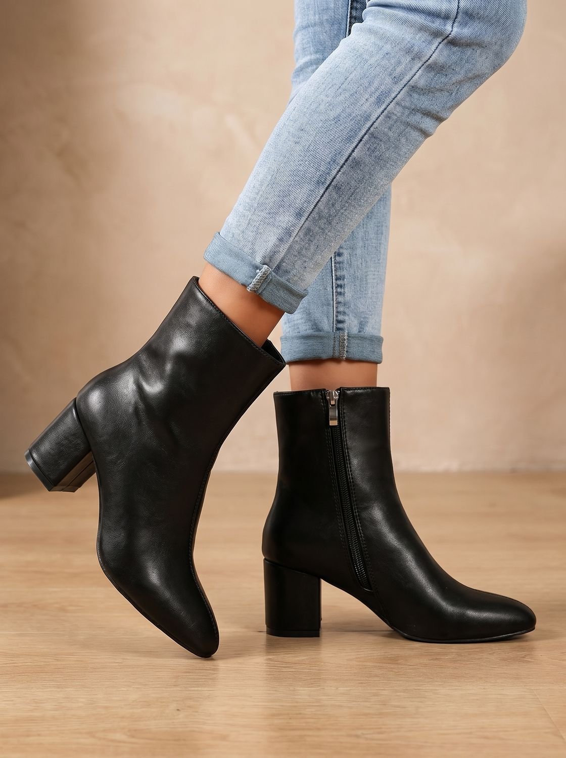 Marthe - Bottines Talon Bloc Zip