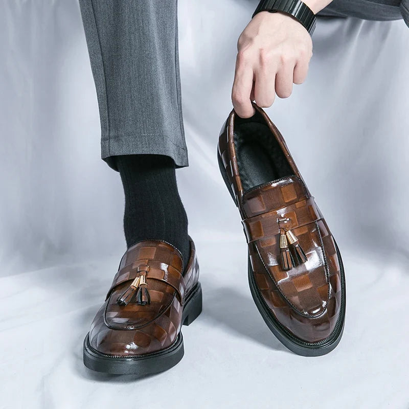 Mocassins à Pampilles Homme en Cuir Véritable Confort