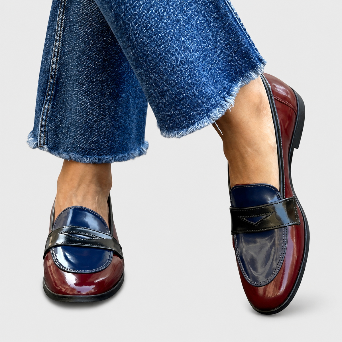 Léonie - Mocassins Contrastés Faits Main