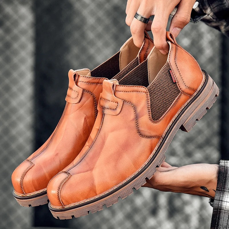 Mocassins en cuir véritable pour homme - Tan