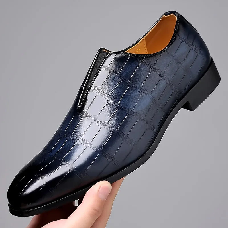 Mocassins en cuir véritable pour homme - Bleu