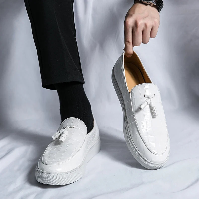Mocassins en cuir confort semelle souple - Blanc