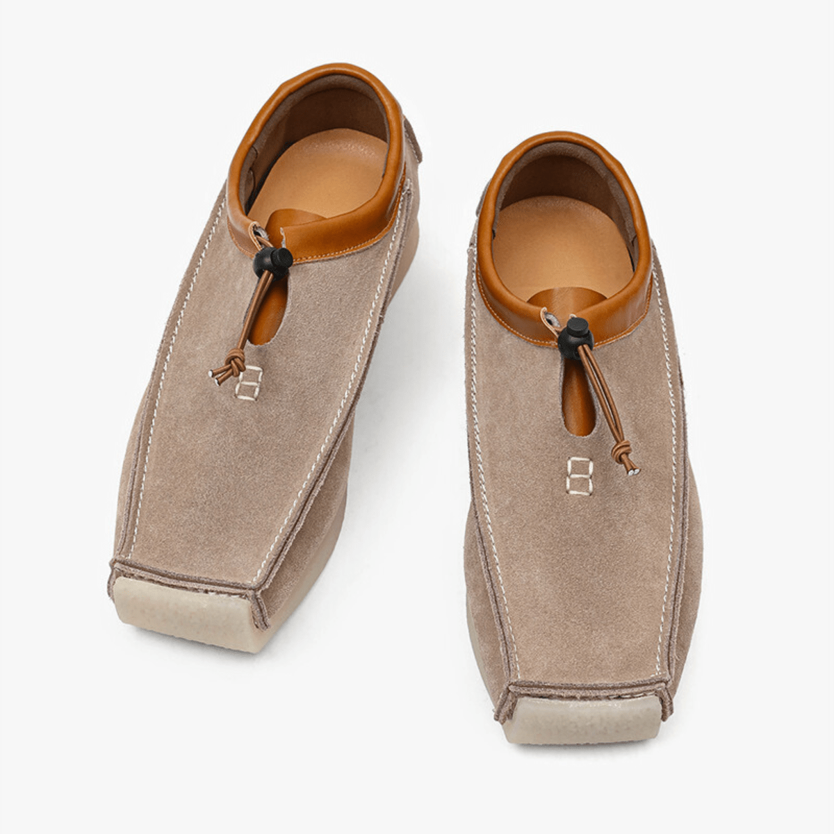 Mocassins en cuir et daim bout carré