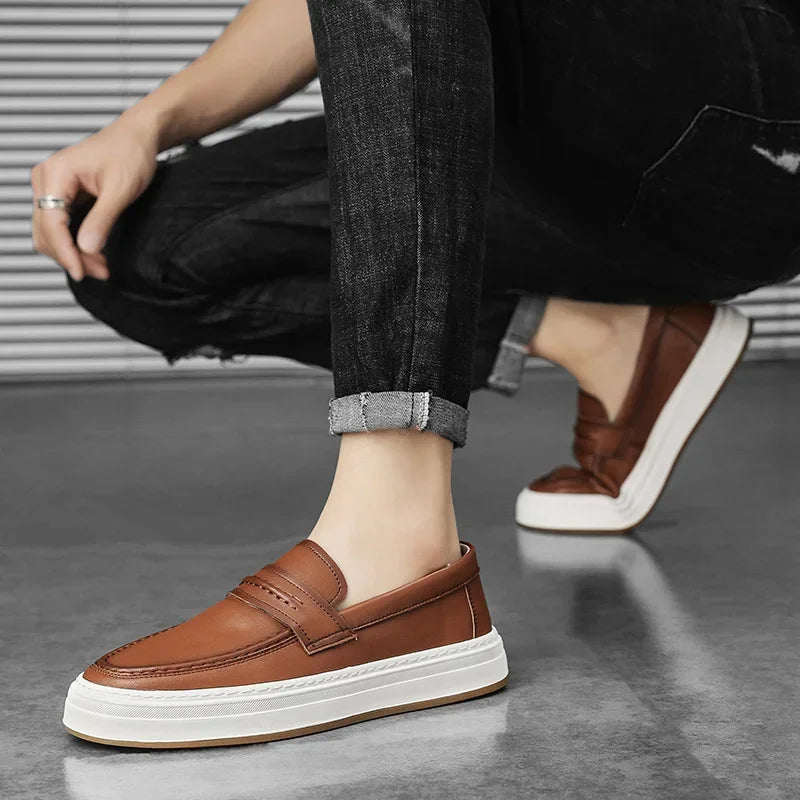 Mocassins en cuir véritable confort