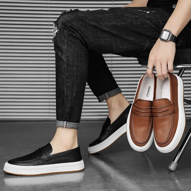 Mocassins en cuir véritable confort