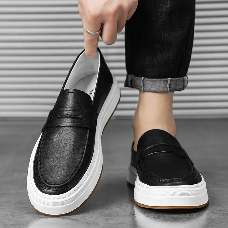 Mocassins en cuir véritable confort - Noir