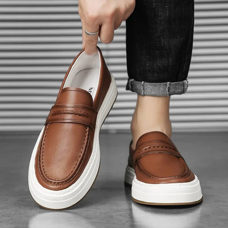 Mocassins en cuir véritable confort - Marron