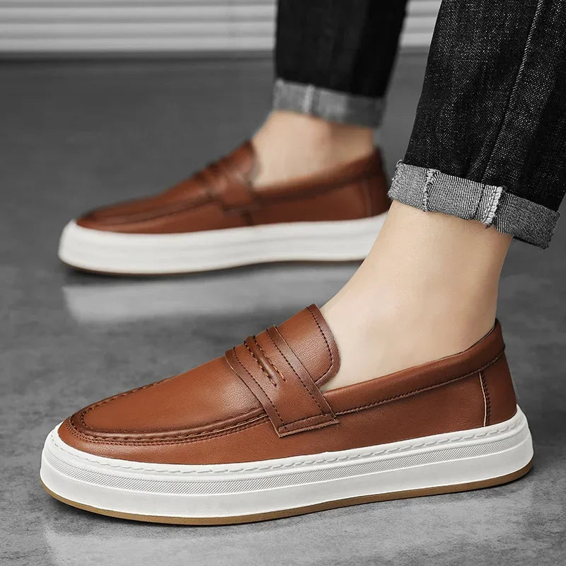 Mocassins en cuir véritable confort