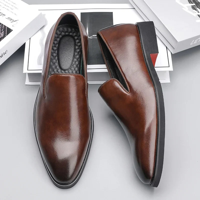 Mocassins en cuir véritable avec semelle rembourrée - Marron