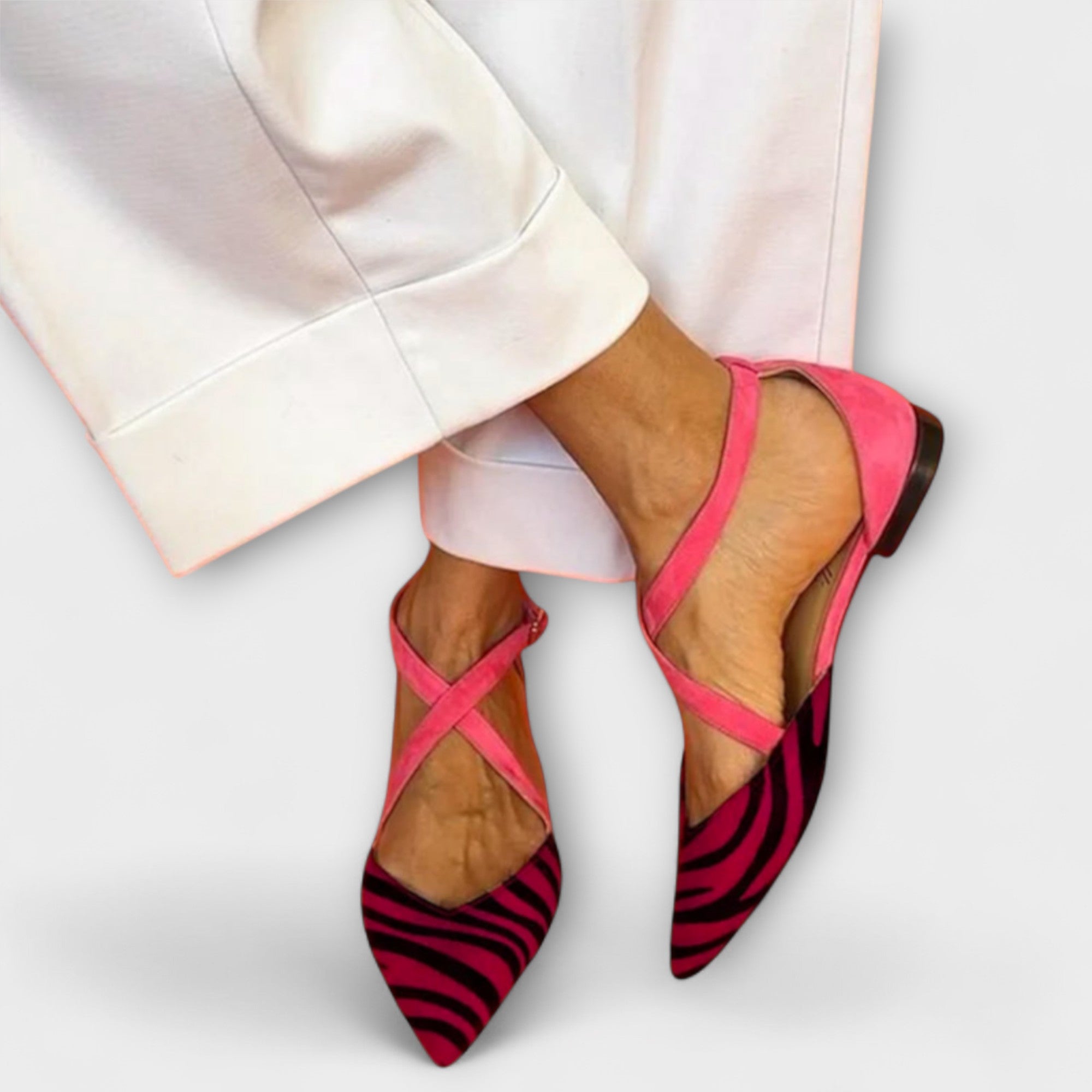 Mocassins femme à bride motif - Rose Foncé