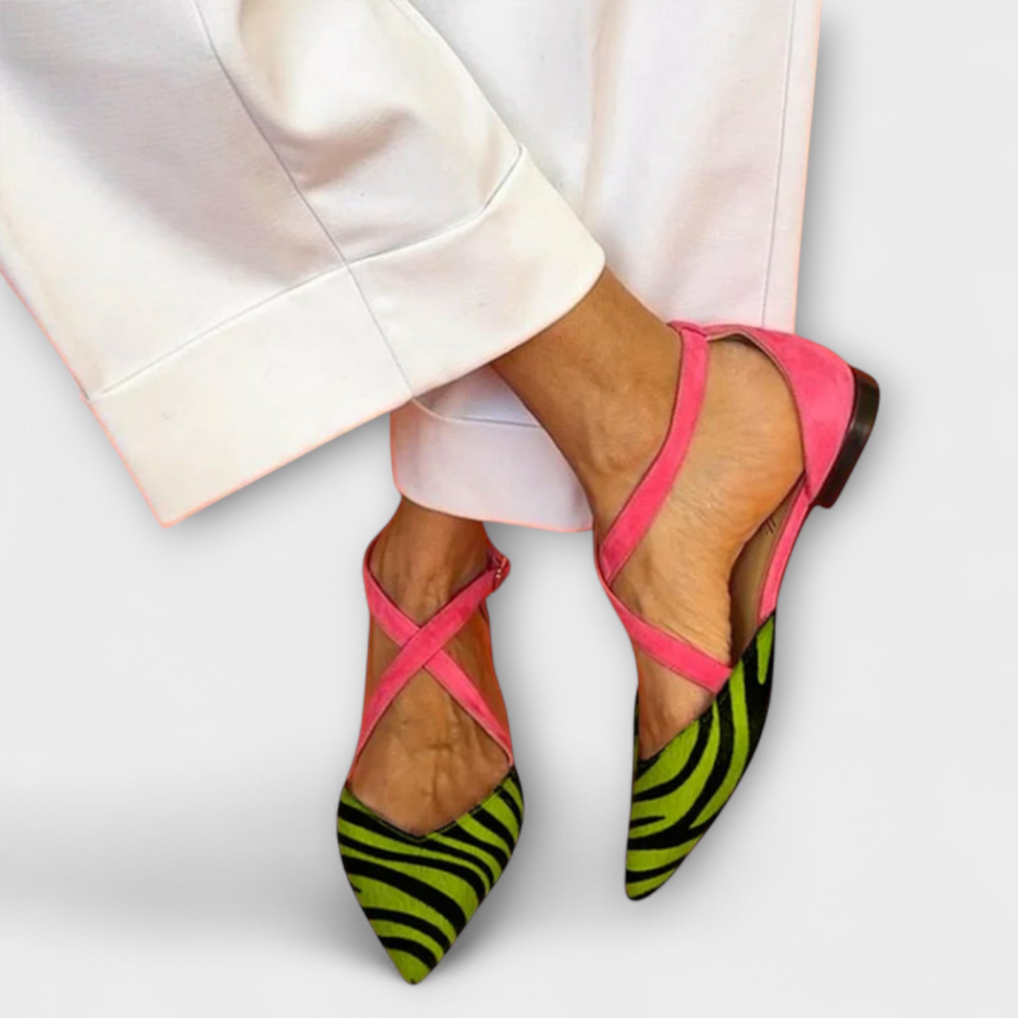 Mocassins femme à bride motif - Vert