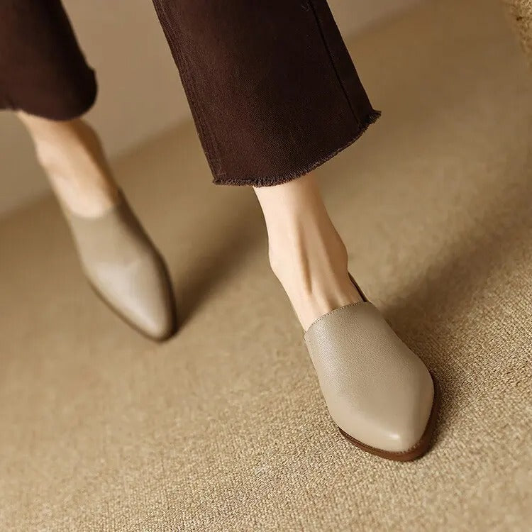 Mocassins femme bout pointu talon empilé