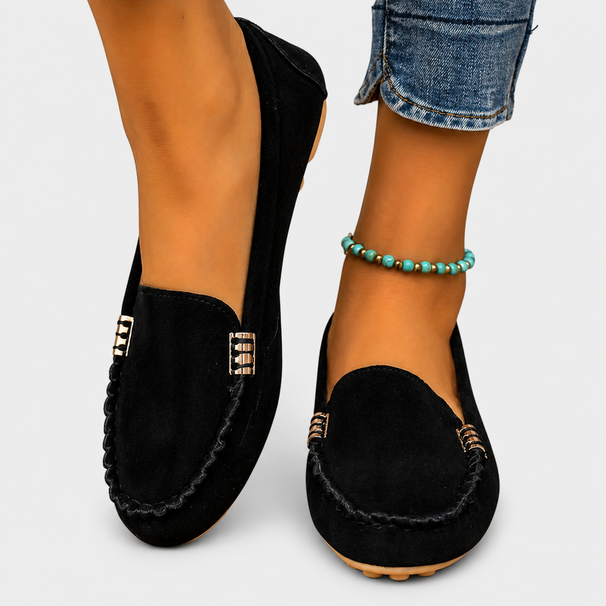 Mocassins femme faits main confort - Noir