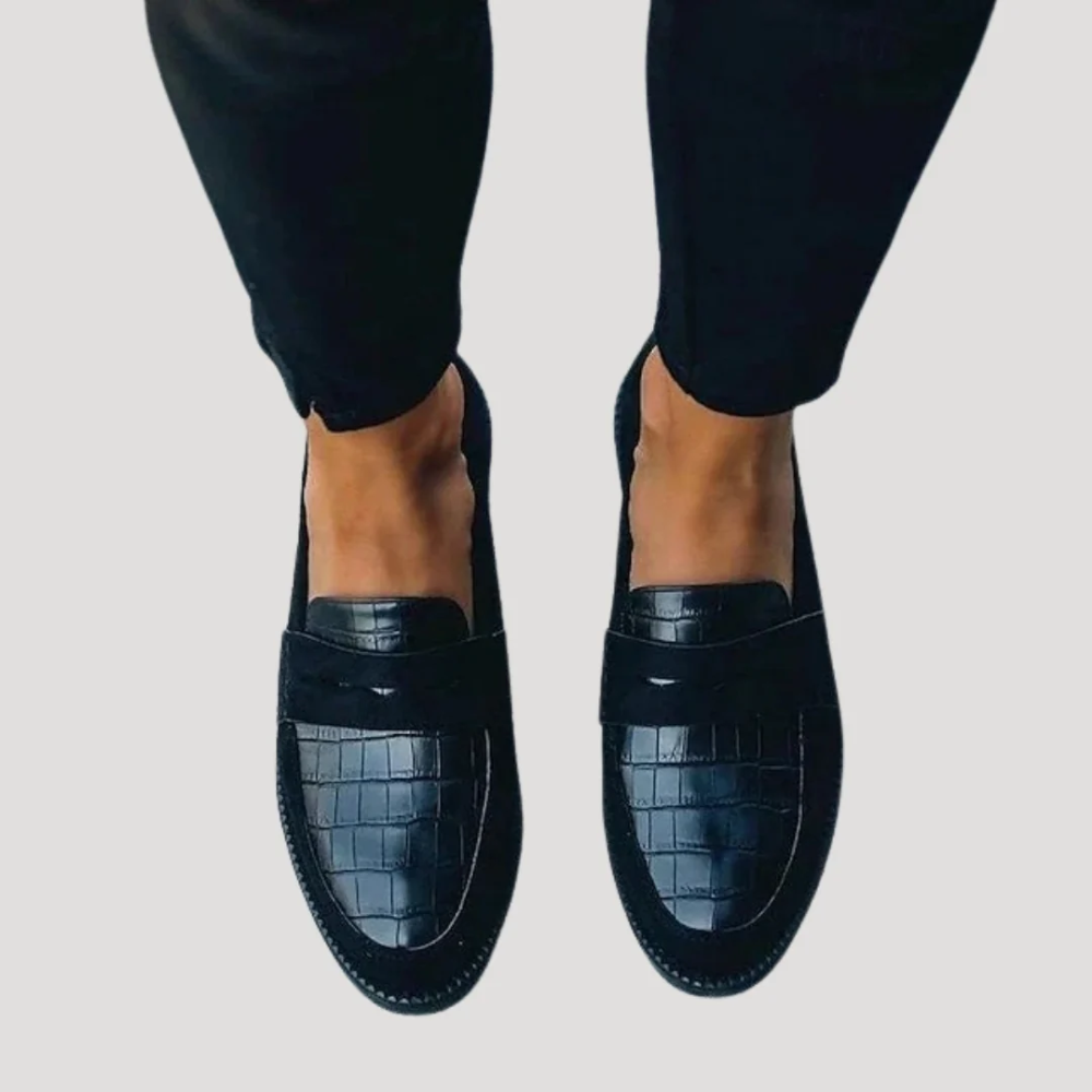 Mocassins femme orthopédiques fait main cuir croco