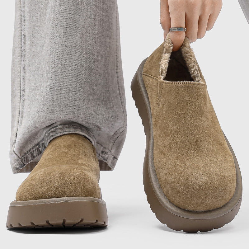 Mocassins Fourrés Confort Semelle Épaisse Bout Large