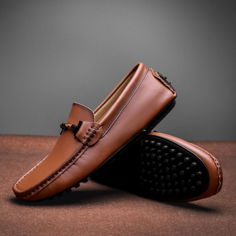 Mocassins homme en cuir slip-on - Marron