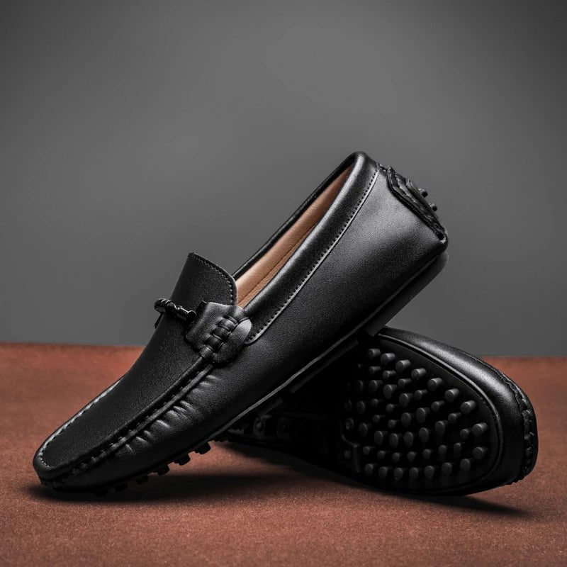 Mocassins homme en cuir slip-on - Noir
