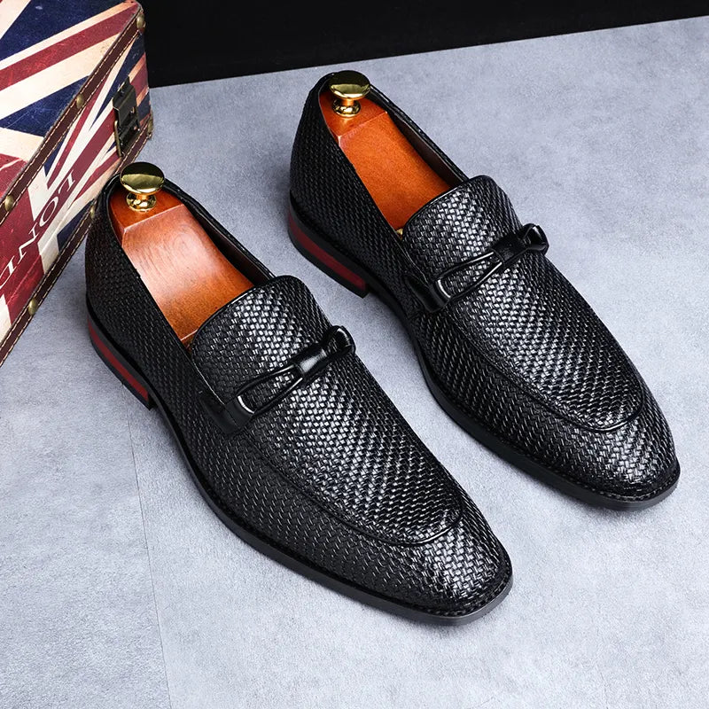 Mocassins Oxford Homme en Cuir Nœud Papillon Semelle Caoutchouc