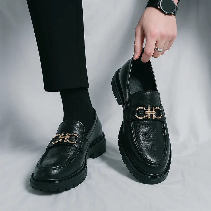 Mocassins Plateforme en Cuir Femme à Mors Semelle Caoutchouc