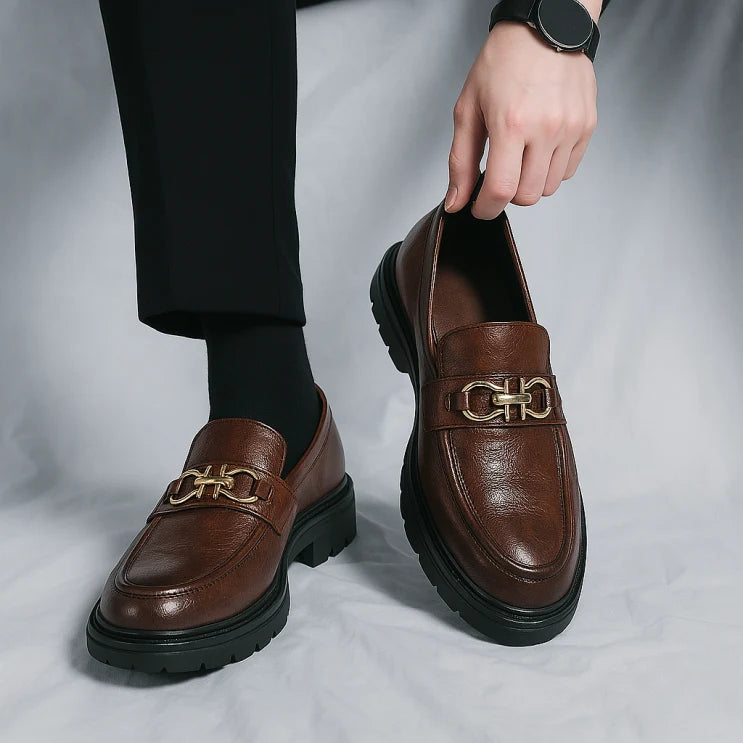 Mocassins plateforme en cuir femme à mors - Marron