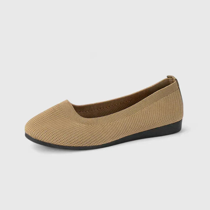 Mocassins tissés femme confort semelle plate - Kaki