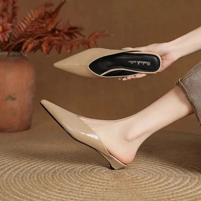 Mules Cuir Femme Bout Pointu Semelle Confort