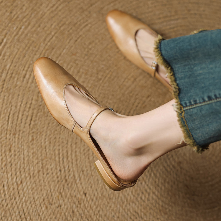 Mules Femme Cuir Véritable Bout Amande Bride Boucle Confort Semelle Antidérapante