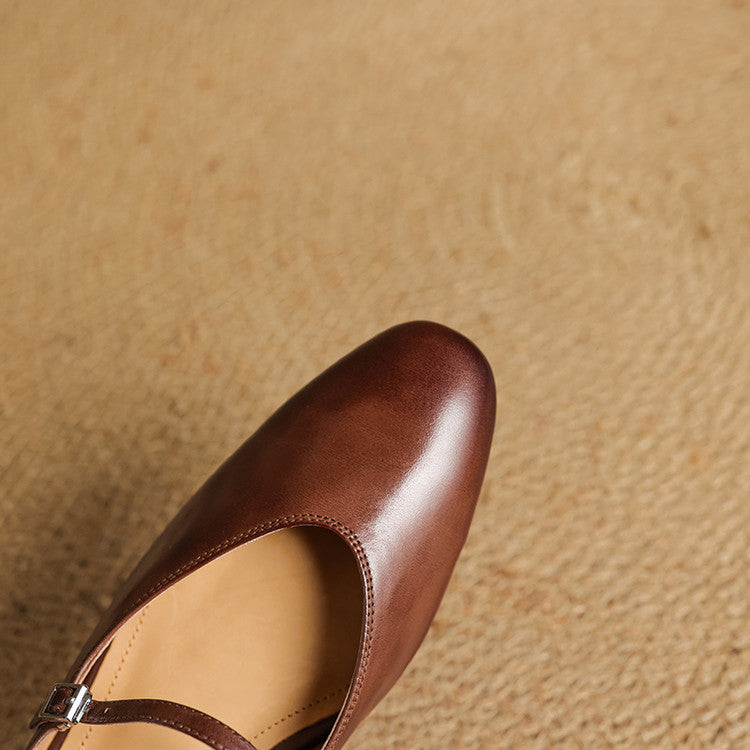 Mules femme en cuir véritable bout amande bride boucle