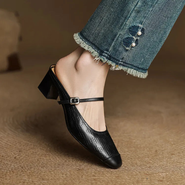Zélie - Mules Cuir Bride Réglable