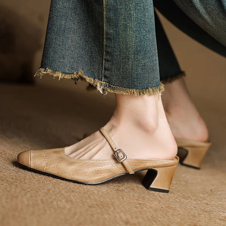 Zélie - Mules Cuir Bride Réglable