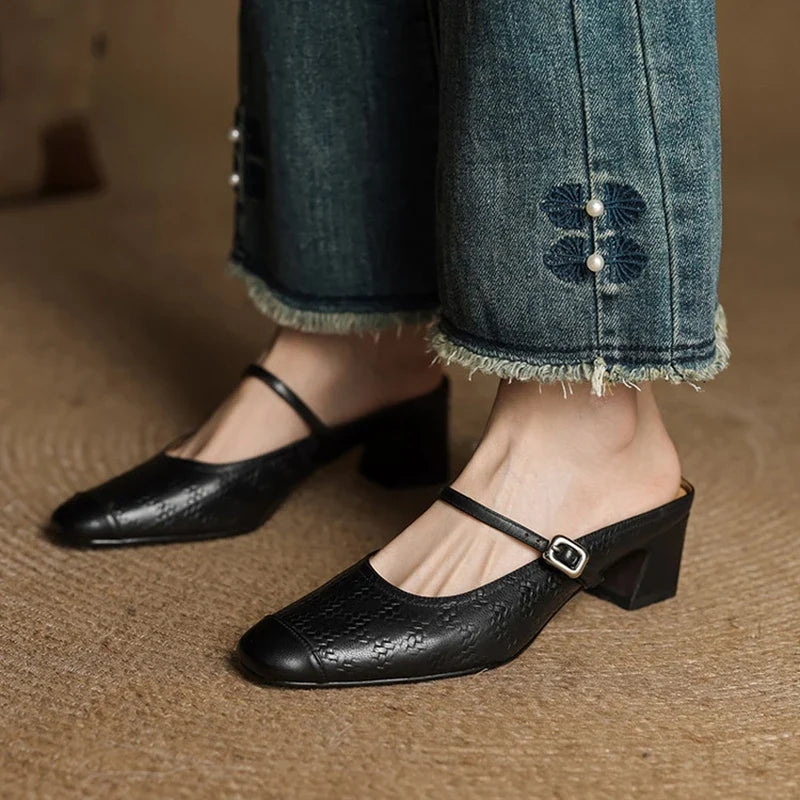 Zélie - Mules Cuir Bride Réglable