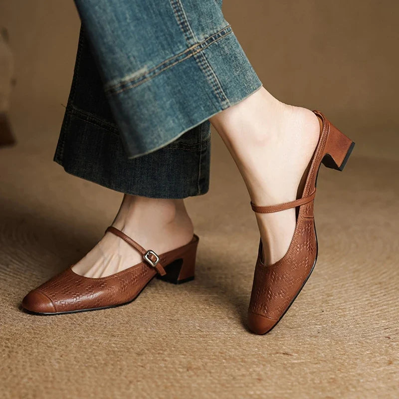 Zélie - Mules Cuir Bride Réglable