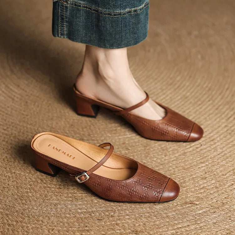 Zélie - Mules Cuir Bride Réglable
