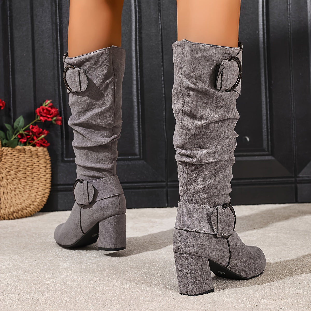 Mylène - Bottes Hautes Froncées Boucles