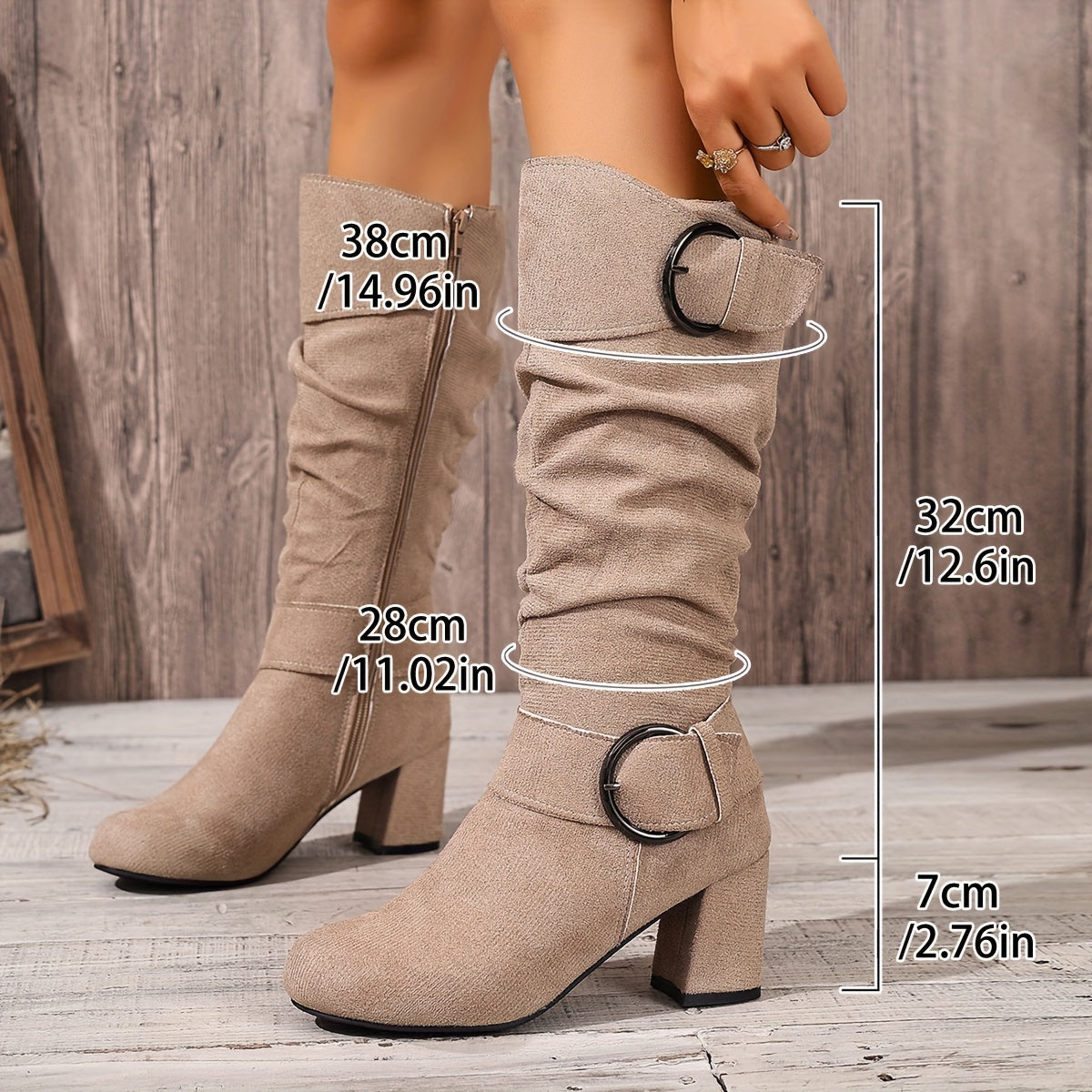 Mylène - Bottes Hautes Froncées Boucles