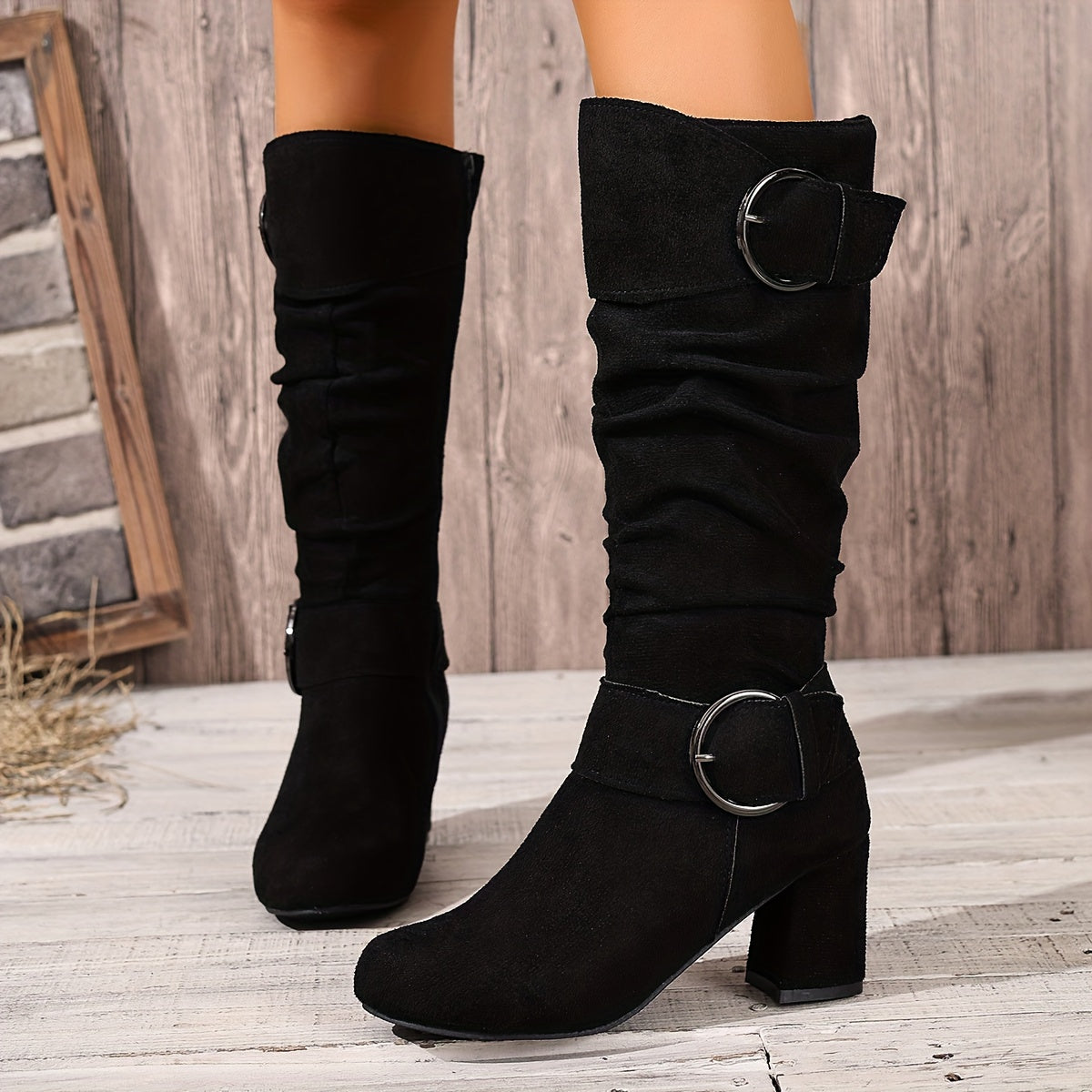 Mylène - Bottes Hautes Froncées Boucles