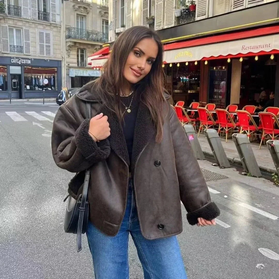 Oriane - Veste Effet Mouton Revers