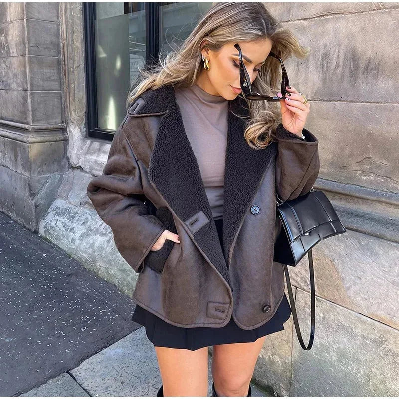 Oriane - Veste Effet Mouton Revers